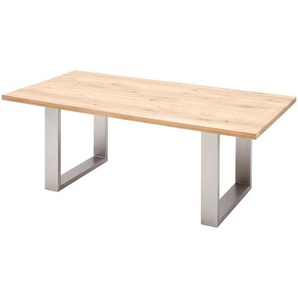 Livetastic Esstisch, Holz, Metall, Balkeneiche, massiv, rechteckig, U-Form, 100x77x220 cm, Esszimmer, Tische, Esstische