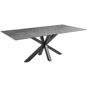 Livetastic Esstisch, Schwarz, Dunkelgrau, Metall, Keramik, rechteckig, eckig, 100x75x200 cm, Esszimmer, Tische, Esstische, Glastische