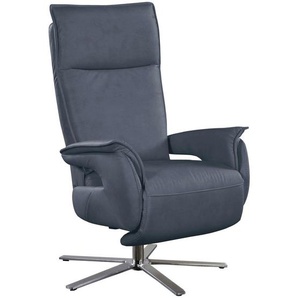 Livetastic Fernsehsessel, Blau, Grau, Leder, Echtleder, Nappaleder, 77x116x80 cm, Wohnzimmer, Sessel, Fernsehsessel