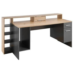 Livetastic Gamingtisch, Grau, Eiche, Kunststoff, 1 Schubladen, rechteckig, 70x91x182 cm, Arbeitszimmer, Schreibtische, Computertische