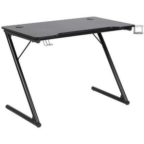 Livetastic Gamingtisch, Schwarz, Metall, Holzwerkstoff, Freiform, Z-Form, 60x74x100 cm, Kabeldurchlass, Arbeitszimmer, Schreibtische, Computertische