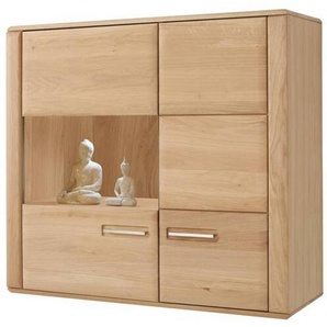 Livetastic Hängevitrine, Eiche, Metall, Eiche, furniert,furniert, teilmassiv,massiv, 4 Fächer, 107x98x38 cm, Made in EU, Holzmöbel, Holzschränke, Vitrinen Holz, Hängevitrinen Holz