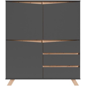 Livetastic Highboard, Anthrazit, Eiche Artisan, Holzwerkstoff, 3 Fächer, 3 Schubladen, 120x137x38 cm, Typenauswahl, Beimöbel erhältlich, stehend, in verschiedenen Holzdekoren erhältlich, Kleinmöbel