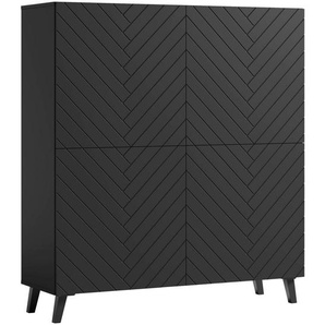 Livetastic Highboard, Schwarz, Holzwerkstoff, 6 Fächer, 120x132x39.1 cm, Fsc, stehend, Wohnzimmer, Kommoden & Sideboards, Highboards