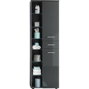 Livetastic Hochschrank, Grau, Metall, 10 Fächer, 1 Schubladen, 60x192x32 cm, stehend, Badezimmer, Badezimmerschränke, Hochschränke