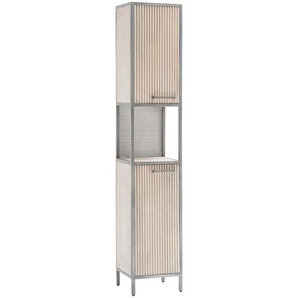 Livetastic Hochschrank, Weiß, Chrom, Metall, Mangoholz,Mangoholz,Mangoholz, massiv, 2 Fächer, 35x186x35 cm, stehend, Badezimmer, Badmöbelsets & -serien, Badmöbel-Serien