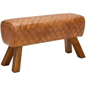 Livetastic Hockerbank, Braun, Holz, Leder, Echtleder, Ziegenleder, Mangoholz, massiv, Lederoptik, 90x46x30 cm, Typenauswahl, Esszimmer, Bänke, Sitzbänke