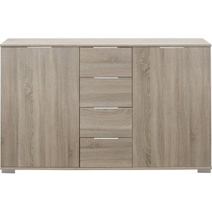 Livetastic Kommode, Eiche, Metall, 2 Fächer, 4 Schubladen, 130x83x41 cm, Beimöbel erhältlich, Wohnzimmer, Kommoden & Sideboards, Kommoden