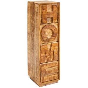 Livetastic Kommode, Natur, Holz, Mangoholz, massiv, Texte, 4 Schubladen, 32x110x35 cm, handgemacht, Garderobe, Garderoben Kommoden