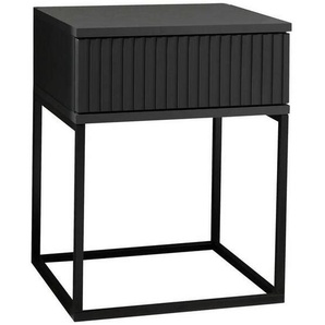 Livetastic Nachtschrank, Graphit, Schwarz, Metall, Holzwerkstoff, 1 Schubladen, 40x52x38.5 cm, Schlafzimmer, Nachttische