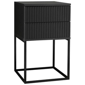 Livetastic Nachtschrank, Graphit, Schwarz, Metall, Holzwerkstoff, 2 Schubladen, 40x65x38.5 cm, Schlafzimmer, Nachttische