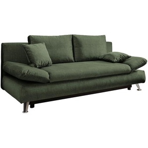 Livetastic Schlafsofa, Dunkelgrün, Textil, Uni, 2-Sitzer, Füllung: Komfortschaum,Schaumstoff,Schaumstoff, 208x86x95 cm, Made in EU, Liegefunktion, Schlafen auf Sitzhöhe, Rücken echt, Armteil links, rechts, Kinder- & Jugendzimmer, Jugendmöbel, Jugendsofas