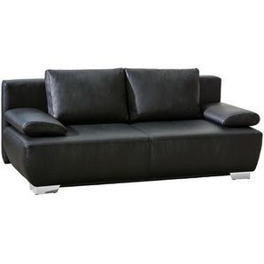 Livetastic Schlafsofa, Schwarz, Leder, Echtleder, Rindleder, Uni, Füllung: Polyurethan (Pur), 195x85x90 cm, Lederauswahl, Schlafen auf Sitzhöhe, Wohnzimmer, Sofas & Couches, Wohnlandschaften, Ledersofas