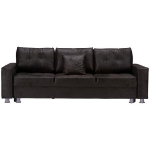 Livetastic Schlafsofa, Schwarz, Textil, Uni, 3-Sitzer, Füllung: Schaumstoff, Silikon,Schaumstoff, Silikon, 236x86x98 cm, Schlafen auf Sitzhöhe, Bettfunktion erhältlich, Hocker Rücken echt, Kinder- & Jugendzimmer, Jugendmöbel, Jugendsofas