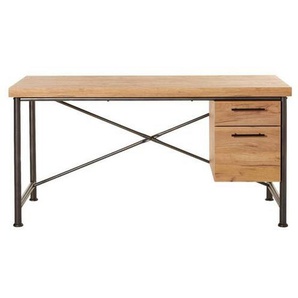 Livetastic Schreibtisch, Anthrazit, Eiche, Metall, 1 Schubladen, rechteckig, Rundrohr, 60x75.5x150 cm, Stauraum, seitenverkehrt montierbar, Arbeitszimmer, Schreibtische, Bürotische