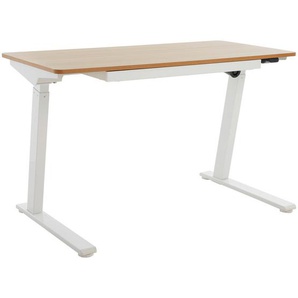 Livetastic Schreibtisch, Natur, Weiß, Metall, Holzwerkstoff, 1 Schubladen, rechteckig, eckig, 60x73x120 cm, höhenverstellbar, Arbeitszimmer, Schreibtische, Bürotische