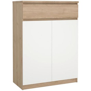 Livetastic Schuhschrank, Weiß, Eiche, Holzwerkstoff, Holzoptik, 4 Fächer, 1 Schubladen, 80.4x111.3x40 cm, FSC Mix, Made in Denmark, stehend, Garderobe, Schuhaufbewahrung, Schuhschränke