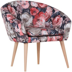 Livetastic Sessel, Mehrfarbig, Textil, Buche, massiv, Blume, 73x73x66 cm, Made in EU, Wohnzimmer, Sessel, Polstersessel