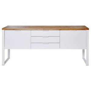 Livetastic Sideboard, Weiß, Eiche, Metall, Holzoptik, 2 Fächer, 3 Schubladen, 180x76x40 cm, Beimöbel erhältlich, stehend, in verschiedenen Holzdekoren erhältlich, Wohnzimmer, Kommoden & Sideboards, Sideboards