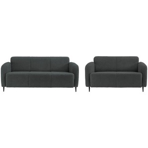 Livetastic Sitzgarnitur, Anthrazit, Textil, 2-teilig, 185x76x90 cm, Made in EU, Rücken echt, Armteil links, rechts, Wohnzimmer, Sofas & Couches, Sitzgarnituren