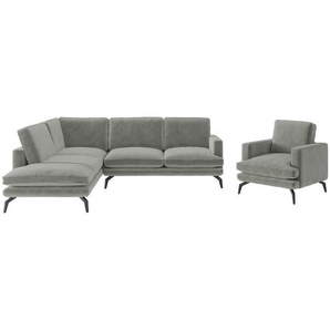 Livetastic Sitzgarnitur Bali, Grau, Textil, Füllung: Daunen, Silikon, 250x202 cm, Made in EU, planbar, Rücken echt, individuell planbar, Wohnzimmer, Sofas & Couches, Sitzgarnituren