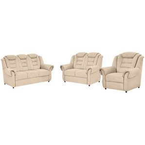 Livetastic Sitzgarnitur, Beige, Textil, 3-teilig, Made in EU, Hocker erhältlich, Rücken echt, Armteil links, rechts, Wohnzimmer, Sofas & Couches, Sitzgarnituren