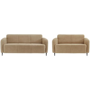 Livetastic Sitzgarnitur, Creme, Textil, 2-teilig, 185x76x90 cm, Made in EU, Rücken echt, Armteil links, rechts, Wohnzimmer, Sofas & Couches, Sitzgarnituren