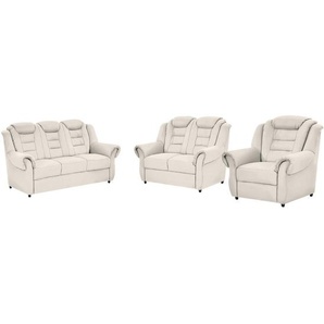 Livetastic Sitzgarnitur, Weiß, Textil, 3-teilig, Made in EU, Hocker erhältlich, Rücken echt, Armteil links, rechts, Wohnzimmer, Sofas & Couches, Sitzgarnituren