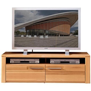 Livetastic Tv-Element, Buche, Metall, Kernbuche, teilmassiv, 2 Schubladen, 130x40x45 cm, Made in EU, Kabeldurchlass, Wohnzimmer, TV Möbel, TV-Elemente