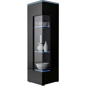 Livetastic Vitrine, Schwarz, Kunststoff, 3 Fächer, 50x148x47 cm, Made in EU, Wohnzimmer, Wohnwände, Vitrinenschränke