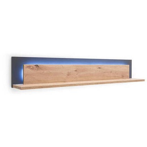 Livetastic Wandboard, Anthrazit, Eiche, Holzwerkstoff, 139x24x20 cm, Made in EU, Wohnzimmer, Regale, Wandboards