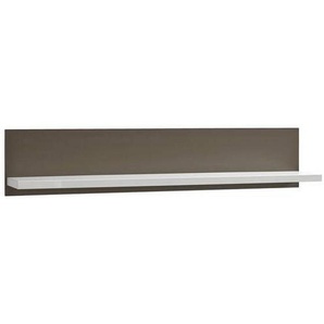 Livetastic Wandboard, Grau, Weiß Hochglanz, Holzwerkstoff, 124x25x22 cm, Made in EU, Wohnzimmer, Regale, Wandboards