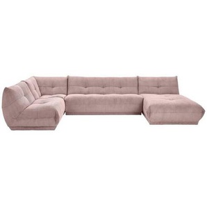 Livetastic Wohnlandschaft Giselle, Altrosa, Textil, 6-Sitzer, U-Form, einzeln stellbar, 390x210 cm, Made in EU, Rücken echt, individuell planbar, Wohnzimmer, Sofas & Couches, Wohnlandschaften, Wohnlandschaften in U-Form