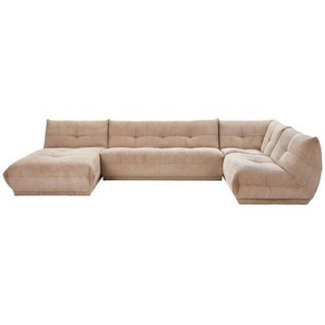 Livetastic Wohnlandschaft Giselle, Taupe, Textil, 6-Sitzer, U-Form, einzeln stellbar, 390x210 cm, Made in EU, Rücken echt, individuell planbar, Wohnzimmer, Sofas & Couches, Wohnlandschaften, Wohnlandschaften in U-Form