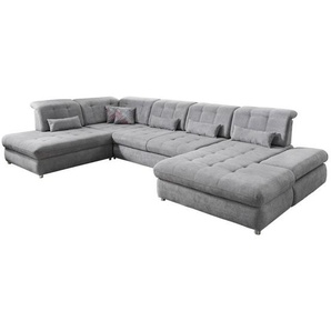 Livetastic Wohnlandschaft, Grau, Textil, Uni, U-Form, 387x237 cm, Made in EU, Liegefunktion, seitenverkehrt erhältlich, Wohnzimmer, Sofas & Couches, Wohnlandschaften, Wohnlandschaften in U-Form