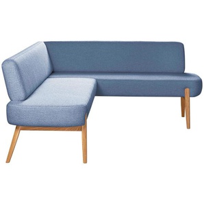 Lomoco Eckbank, Eiche, Blau, Holz, Textil, Eiche, vollmassiv, 3-4-Sitzer, L-Form, 200x176 cm, seitenverkehrt erhältlich, Typenauswahl, Stoffauswahl, Esszimmer, Bänke, Eckbänke