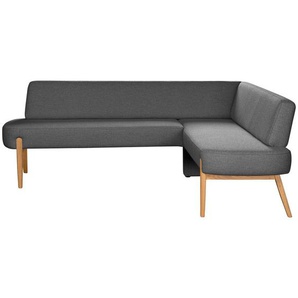 Lomoco Eckbank, Dunkelgrau, Eiche, Textil, Holz, Eiche, vollmassiv, 3-4-Sitzer, L-Form, 220x176 cm, seitenverkehrt erhältlich, Typenauswahl, Esszimmer, Bänke, Eckbänke