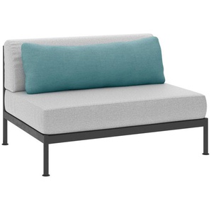 Lomoco Loungemittelteil, Anthrazit, Petrol, Hellgrau, Metall, Textil, Füllung: Schaumstoff, 125x73x92 cm, erweiterbar, Loungemöbel, Gartensofas