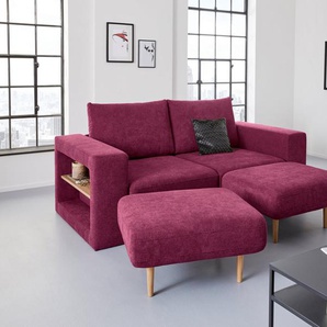 LOOKS by Wolfgang Joop 3-Sitzer Looksvb, Verwandlungssofa: aus Sofa wird Sofa mit 2 Hockern, mit Regalfunktion