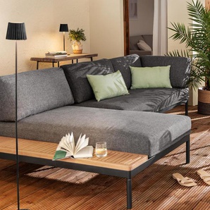Lounge-Ecke »Elin« mit Premium-Komfort-Kissen - schwarz - Massivholz -