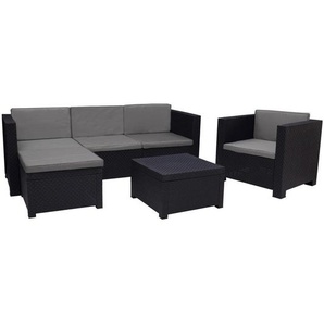 Xxxl Loungegarnitur, Anthrazit, Kunststoff, 160x80x60 cm, UV-beständig, wetterbeständig, geeignet für Balkon, Loungemöbel, Loungemöbel-Sets