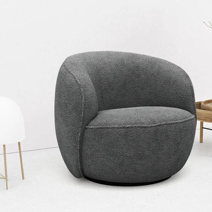 Loungesessel LEGER HOME BY LENA GERCKE Effie Sessel Gr. Bouclé recycelt, Drehfunktion, B/H/T: 92cm x 76cm x 92cm, grau (anthrazit) mit 360 Drehfunktion, komfortables Sitzen