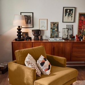 Loungesessel TOM TAILOR HOME WESTCOAST Sessel Gr. Samtstoff TSV, B/H/T: 100 cm x 83 cm x 98 cm, gelb (ochre tsv 5) Loungesessel mit schmalen Armlehnen, Breite 100 cm