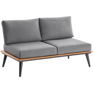 Xxxl Loungesofa, Anthrazit, Teak, Holz, Metall, Teakholz, massiv, 2-Sitzer, Füllung: Schaumstoff, 147x80x81 cm, wetterbeständig, Loungemöbel, Gartensofas