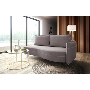 Loungesofa EXXPO - SOFA FASHION mit toller Kontrastnaht, Solitärmöbel, bequem, schmale Armlehne Sofas Gr. B/H/T: 212 cm x 93 cm x 114 cm, Armlehne rechts, lila Lounge-Sofa Schlafsofa mit Bettfunktion und Bettkasten, komfortabler Federkern