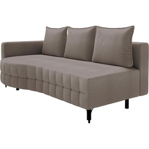 Loungesofa EXXPO - SOFA FASHION Sofas Gr. B/H/T: 212cm x 93cm x 114cm, Webvelours, Armlehne links, grau (taupe) Lounge-Sofa Schlafsofa mit Bettfunktion und Bettkasten, komfortabler Federkern