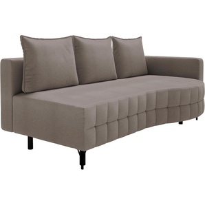 Loungesofa EXXPO - SOFA FASHION Sofas Gr. B/H/T: 212cm x 93cm x 114cm, Webvelours, Armlehne rechts, grau (taupe) Lounge-Sofa Schlafsofa mit Bettfunktion und Bettkasten, komfortabler Federkern