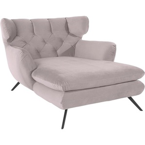 Loveseat 3C CANDY Beatrice Loungesessel Sessel Gr. Samtoptik, B/H/T: 126cm x 95cm x 160cm, rosa (altrosa) mit Knopfheftung im Rücken, Fernsehsessel, Relaxsessel