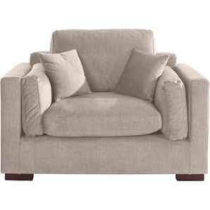 Loveseat HOME AFFAIRE Fresh Pond Sessel Sessel Gr. Samtstruktur, B/H/T: 140 cm x 95 cm x 96 cm, beige XXL Sessel weicher Sitzkomfort, incl. Zierkissen, BTH: 1409695 cm