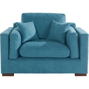 Loveseat HOME AFFAIRE Fresh Pond Sessel Sessel Gr. Struktur, B/H/T: 140 cm x 95 cm x 96 cm, blau (türkis) weicher Sitzkomfort, incl. Zierkissen, BTH: 1409695 cm